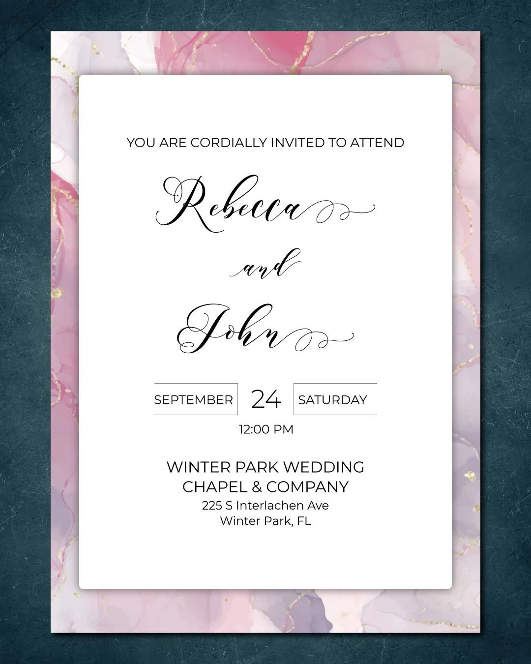 Pink and Fuchsia Simple Flat 5x7 Wedding Invitation