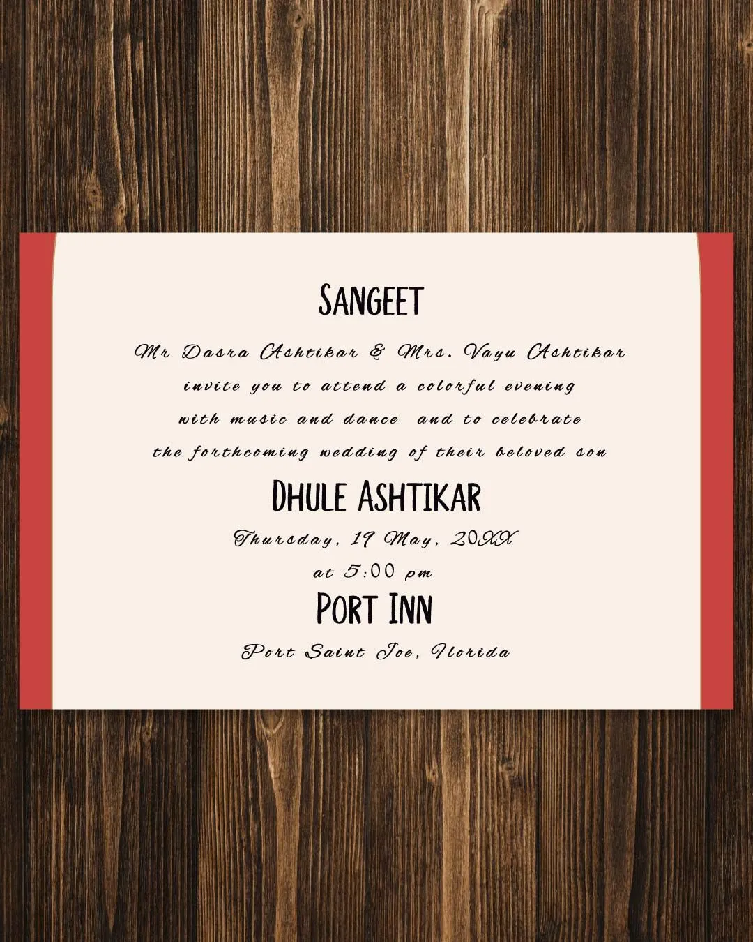 Simple Indu and Red Indian Wedding Invitation