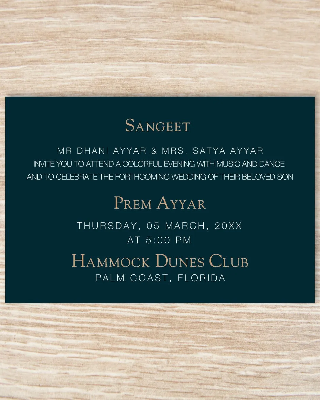 Indian Wedding Ganesha Simple Flat 5x7 Wedding Invitation