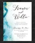 Sparkling Blue Watercolor Simple Flat 5x7 Wedding Invitation