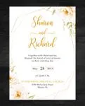 Botanical Yellow Flowers Simple Flat 5x7 Wedding Invitation