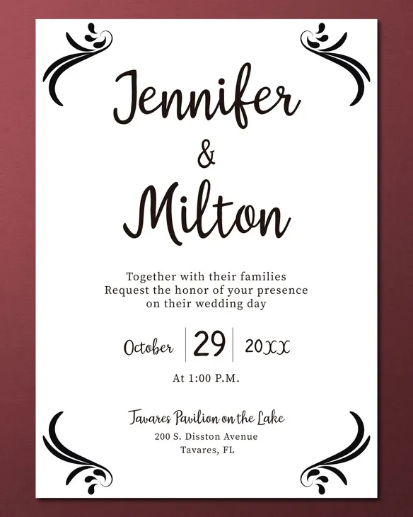 Simplicity and Elegance Simple Flat 5x7 Wedding Invitation