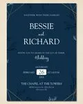 Golden Frame and Leaves Simple Flat 5x7 Wedding Invitation