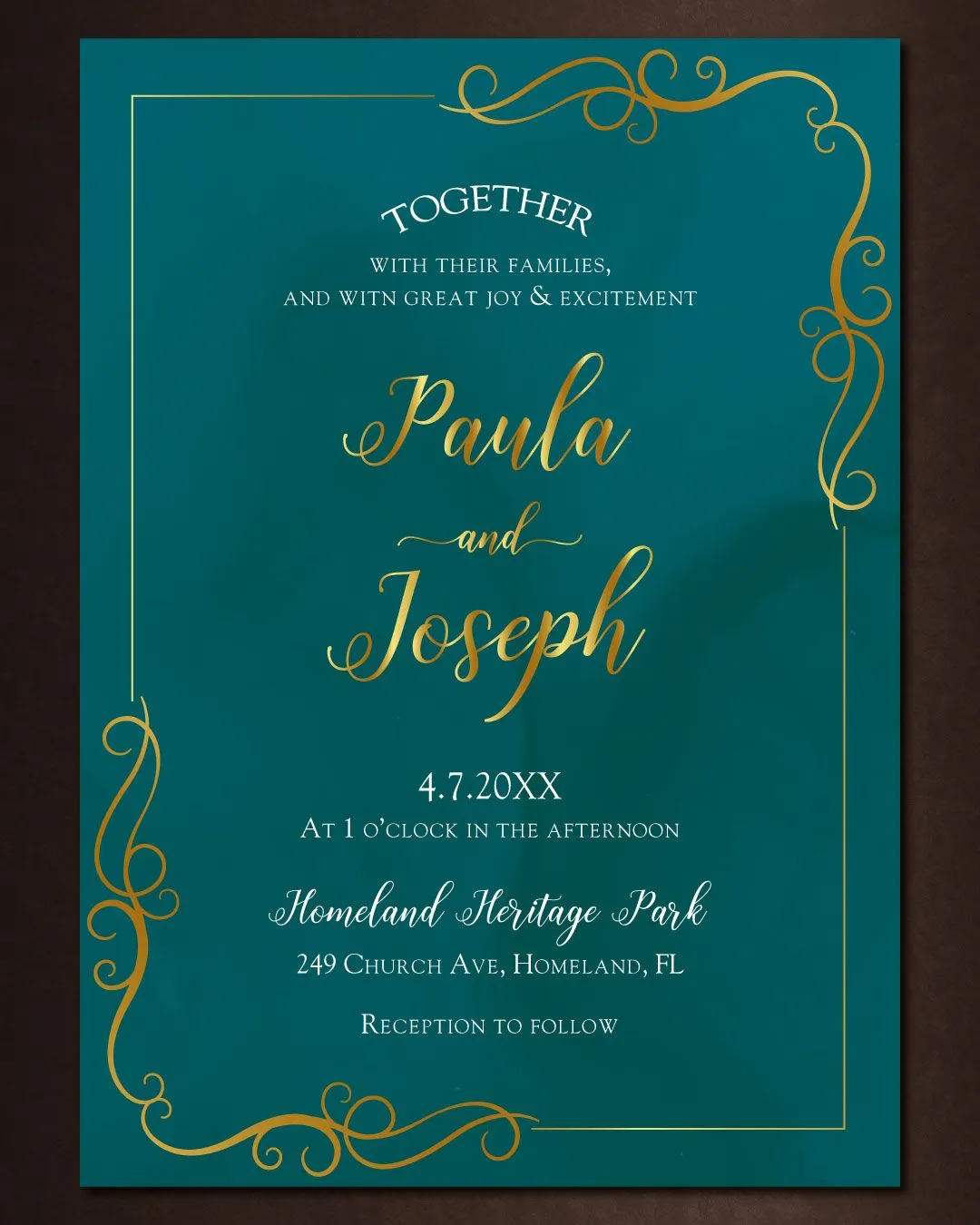 Elegant Frames Simple Flat 5x7 Wedding Invitation