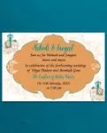 Turquoise Indian Leaves Wedding Invitation
