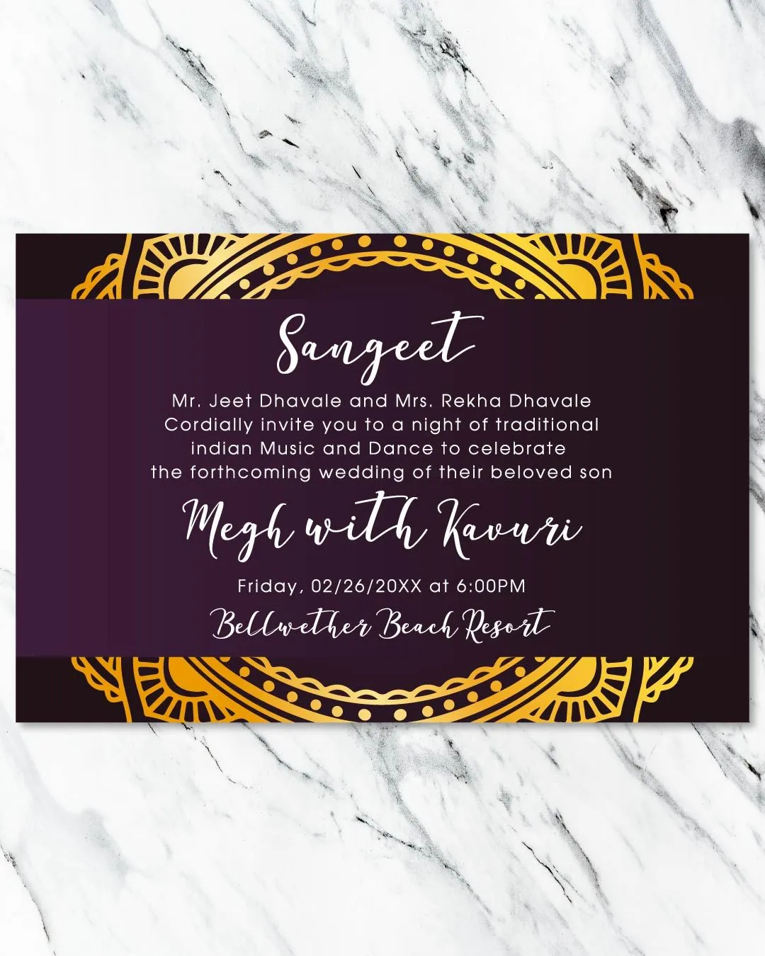 Gold Circular Border Indian Wedding Invitation