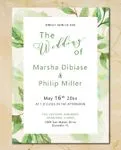 Rustic Green Leaves Simple Flat 5x7 Wedding Invitation