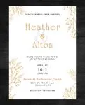 Golden Leaves Simple Flat 5x7 Wedding Invitation