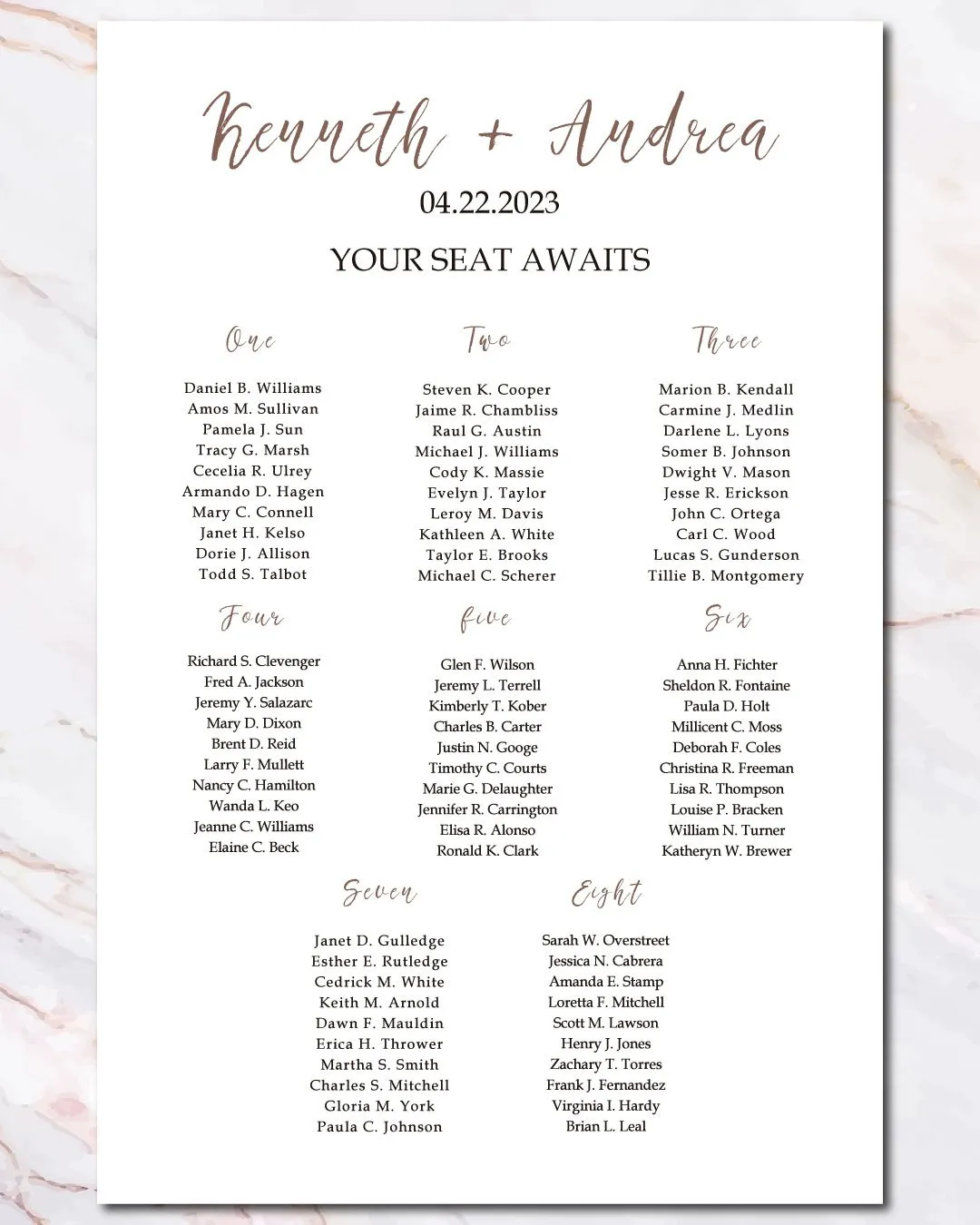 Maggy Letters Seating Charts