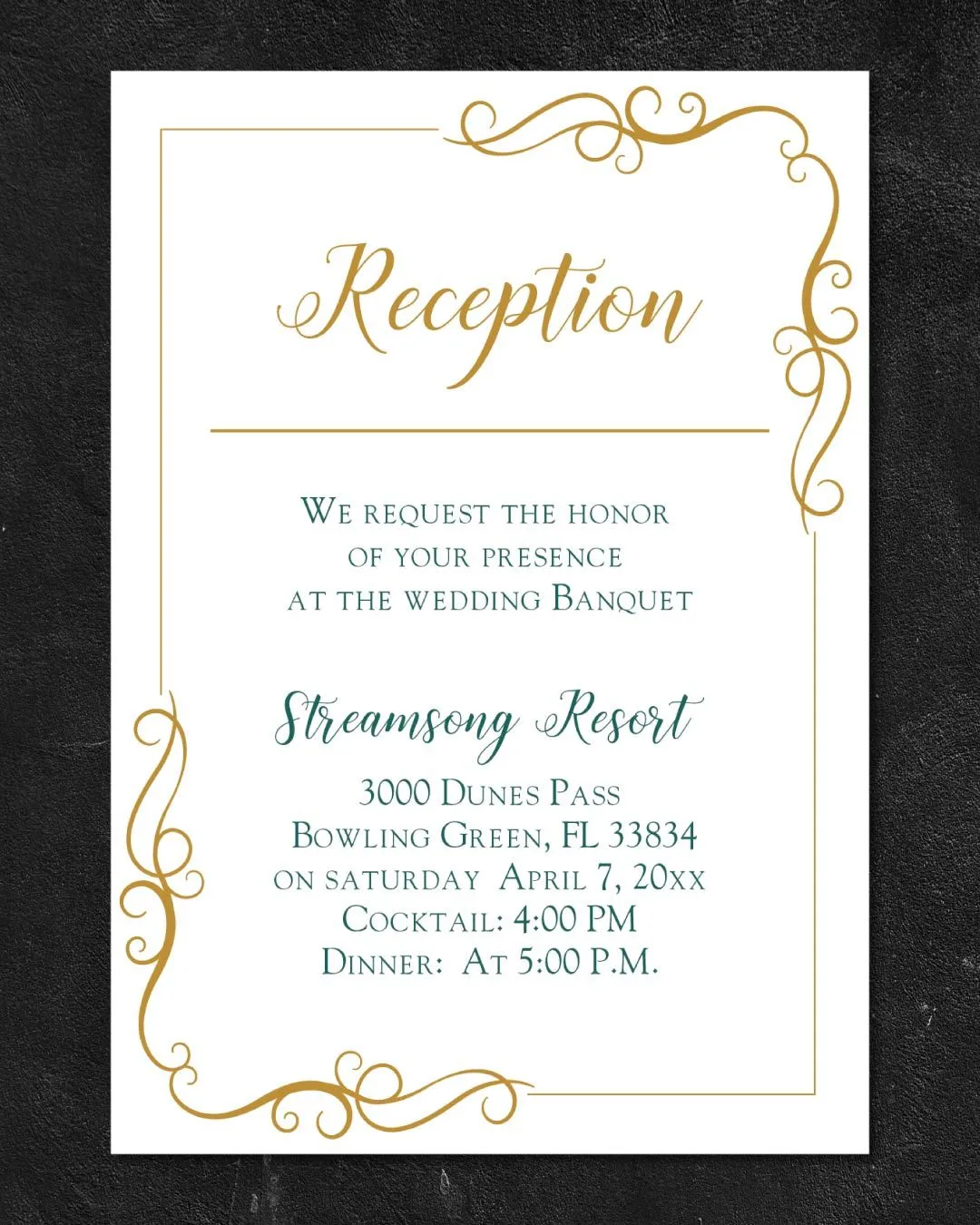 Decorative Golden Frame Acrylic Wedding Invitation