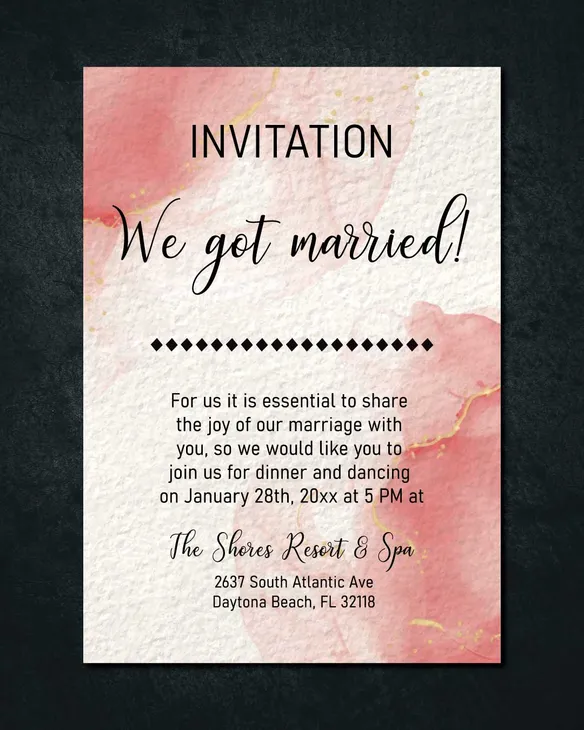 Deep Fose Tint Simple Flat 5x7 Wedding Invitation