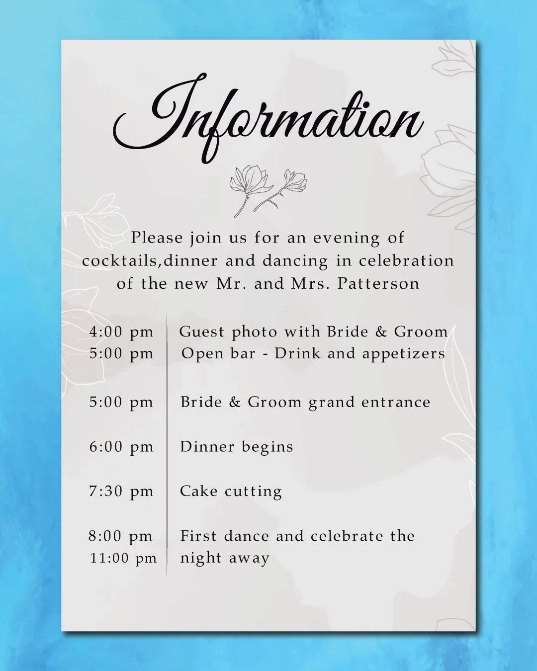 Simple Flowers Gray Simple Flat 5x7 Wedding Invitation