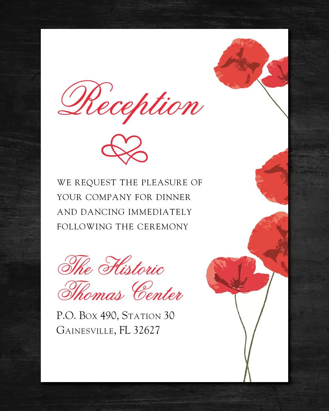 Simple Red Flowers Simple Flat 5x7 Wedding Invitation