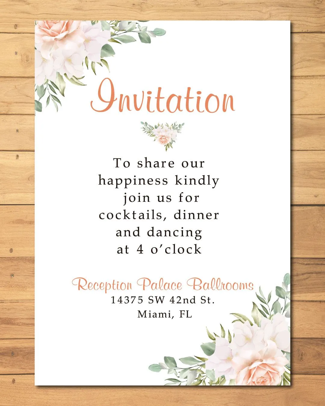 Old Pink Flowers Acrylic Wedding Invitation
