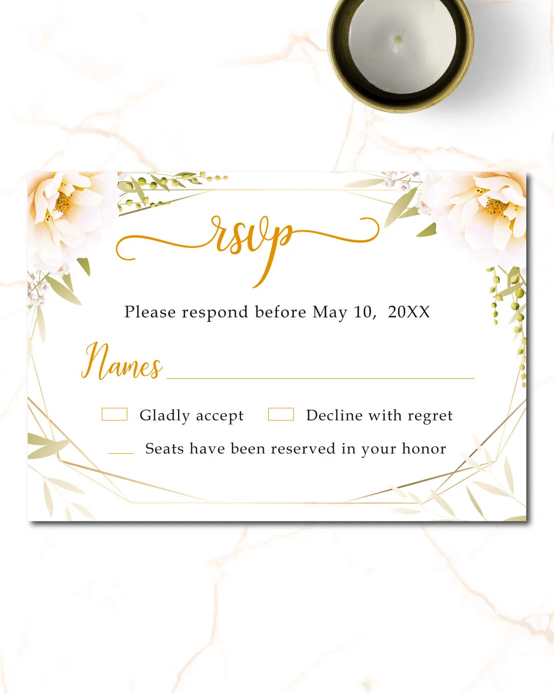 White Lily Flower Acrylic Wedding Invitation