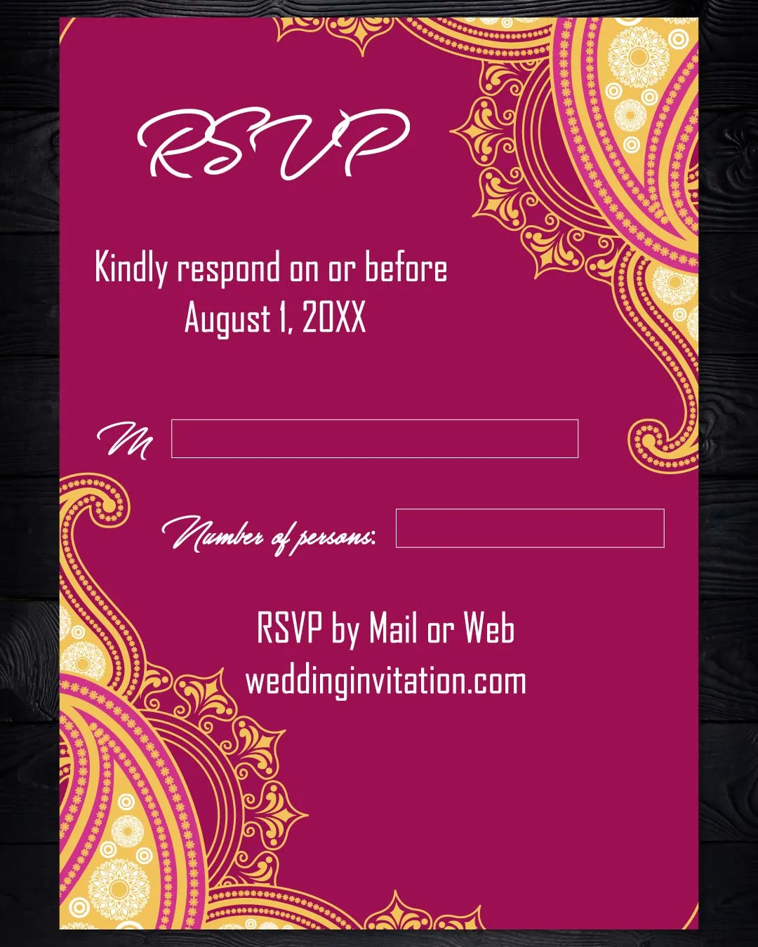 Pink Design Indian Wedding Invitation