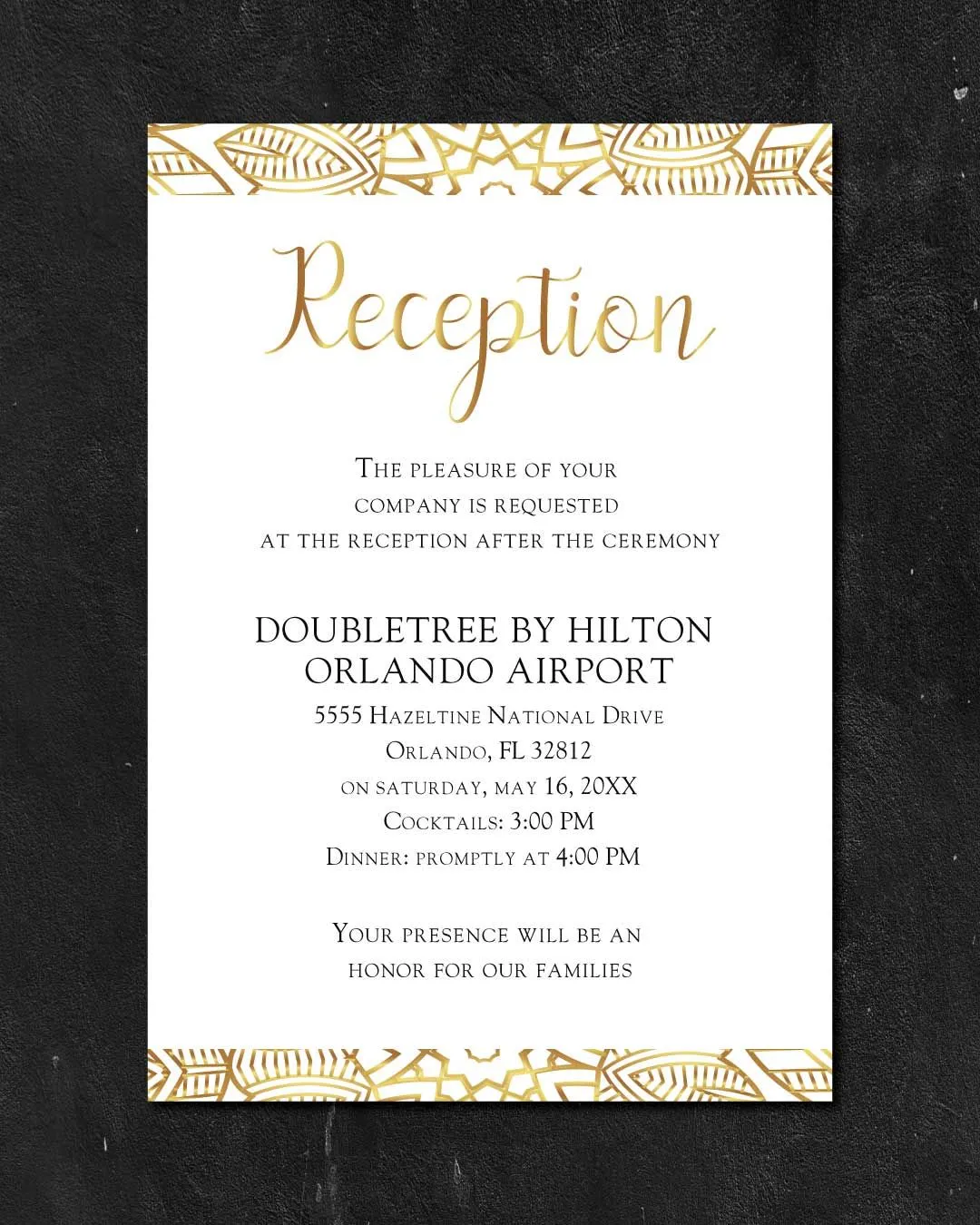 Golden Mandala Simple Flat 5x7 Wedding Invitation