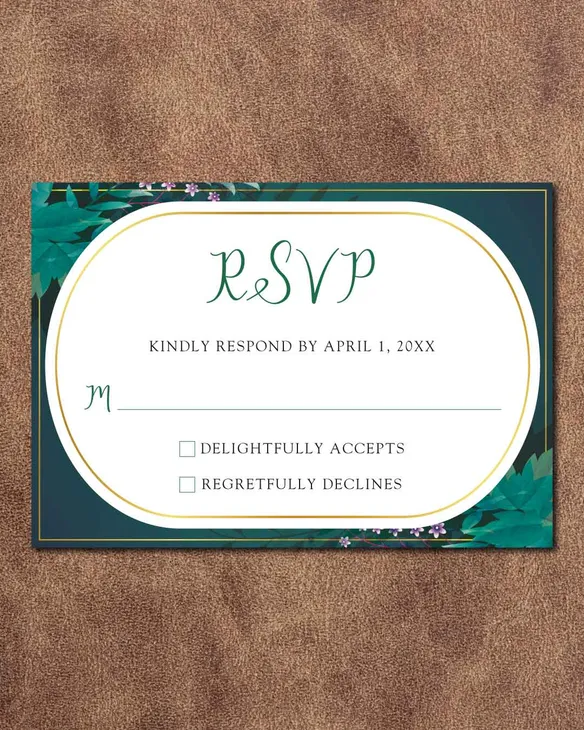 Dark Teal Frame Simple Flat 5x7 Wedding Invitation