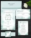 Teal Watercolor Simple Flat 5x7 Wedding Invitation