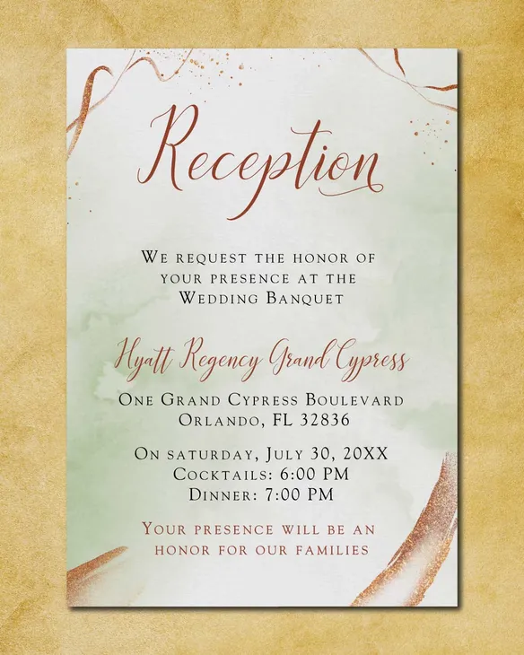 Copper Stroke Simple Flat 5x7 Wedding Invitation