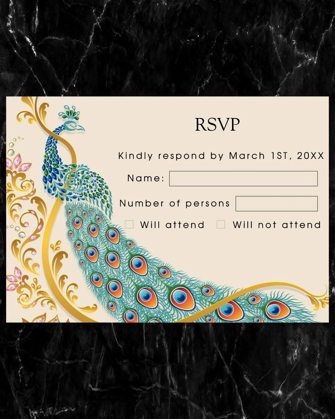 Dazzle Peacock Indian Wedding Invitation