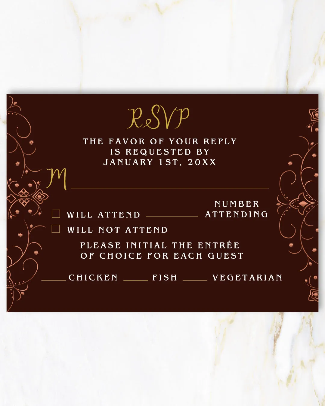 Ganesha Elegant bronze Indian Wedding Invitation