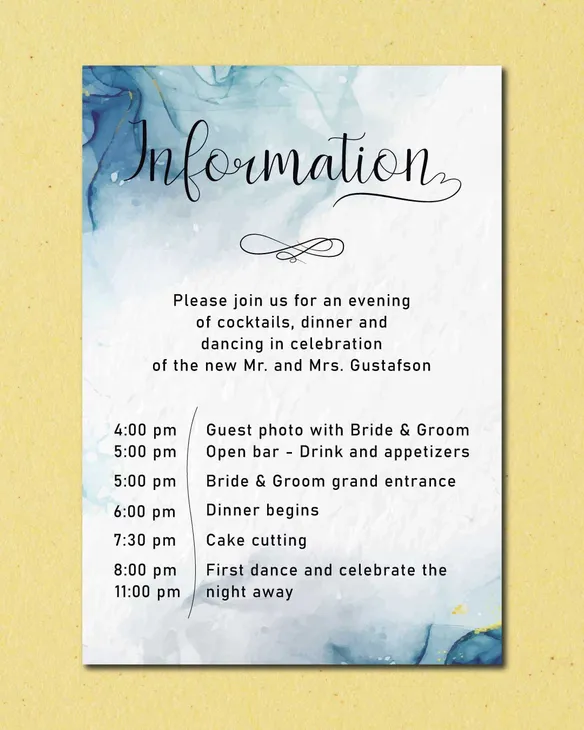 Diffused Blue Droplets Simple Flat 5x7 Wedding Invitation