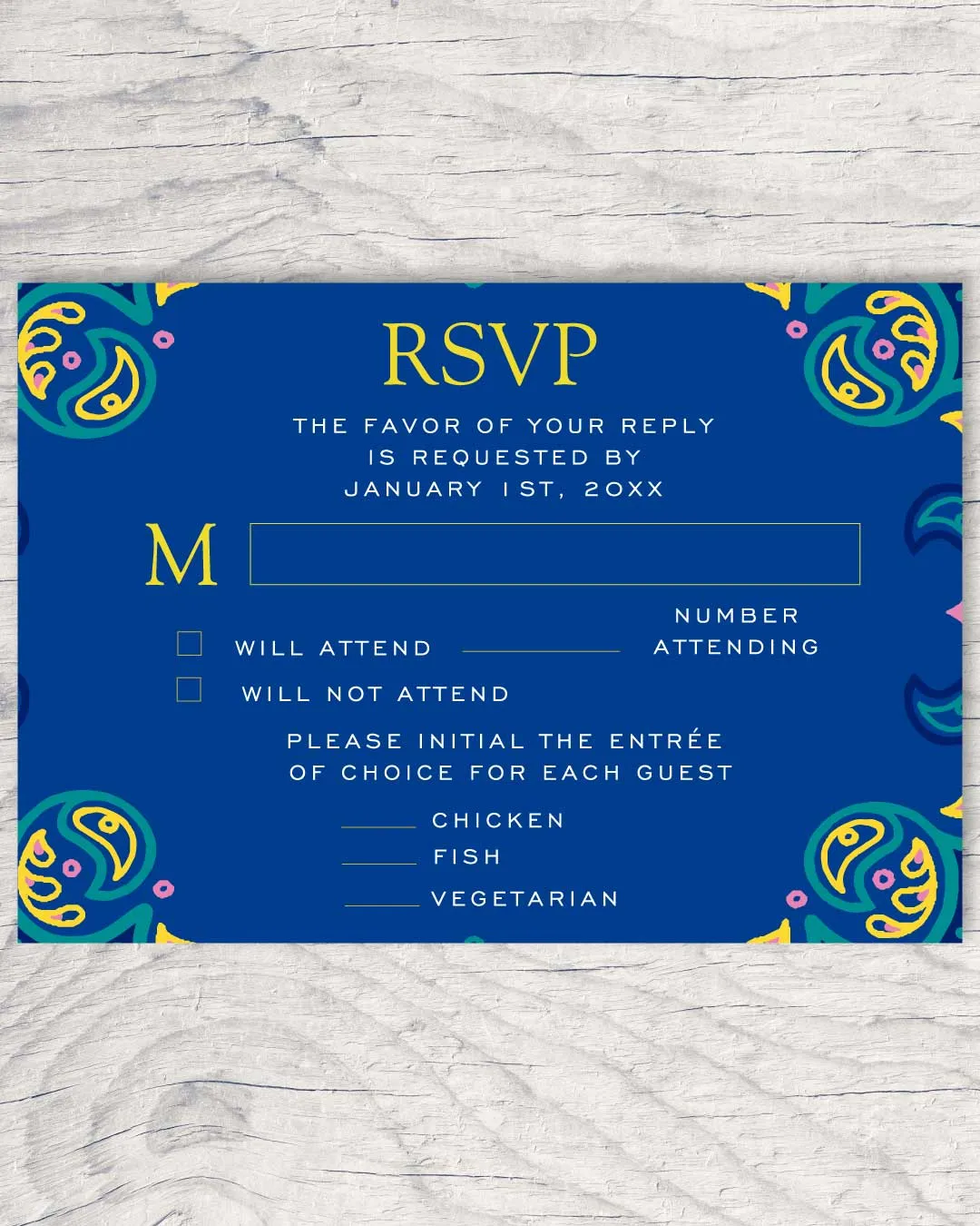 Pert Blue and Border Indian Wedding Invitation