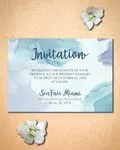 Blue Purple Brushes Simple Flat 5x7 Wedding Invitation