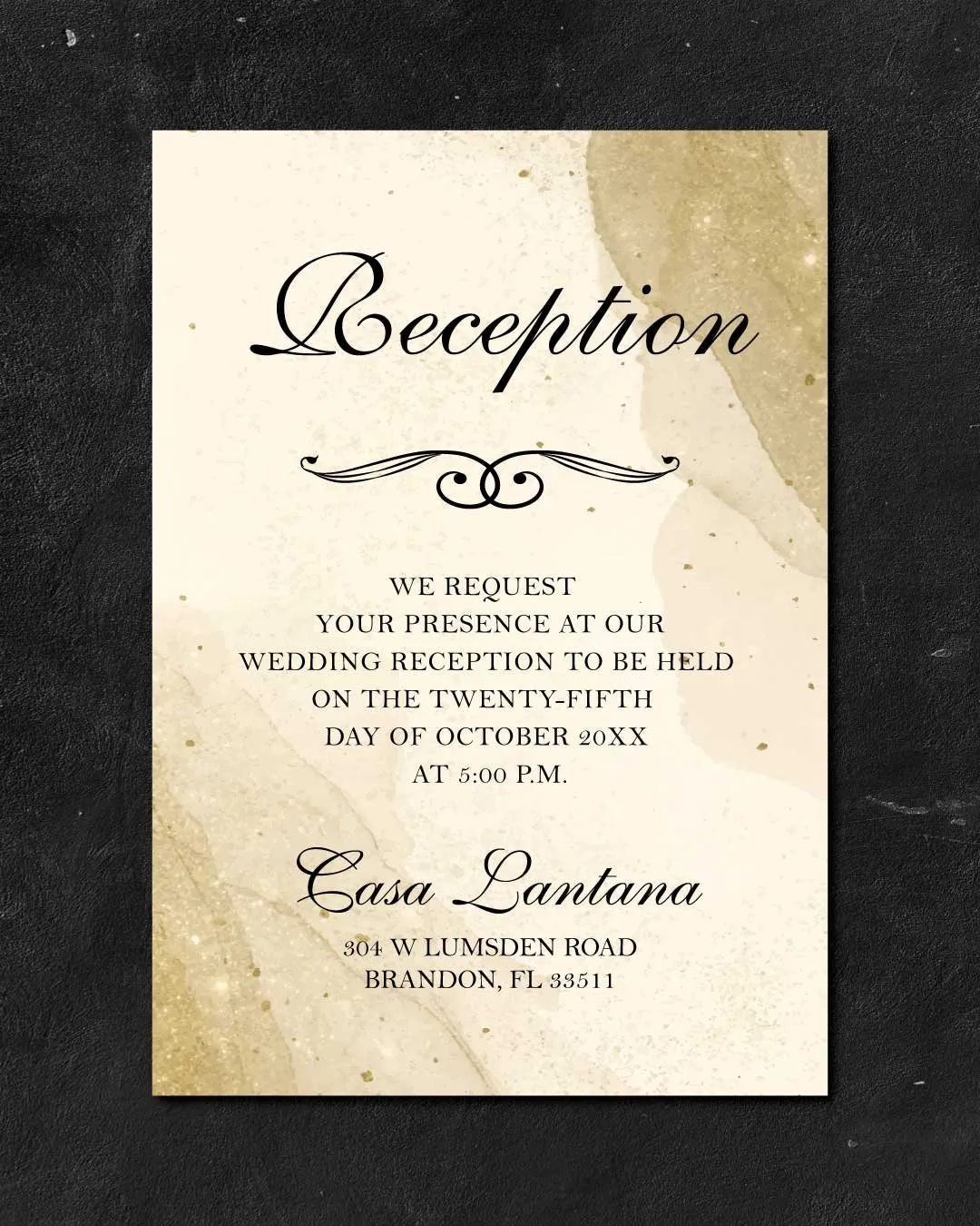 Glittering Desert Simple Flat 5x7 Wedding Invitation