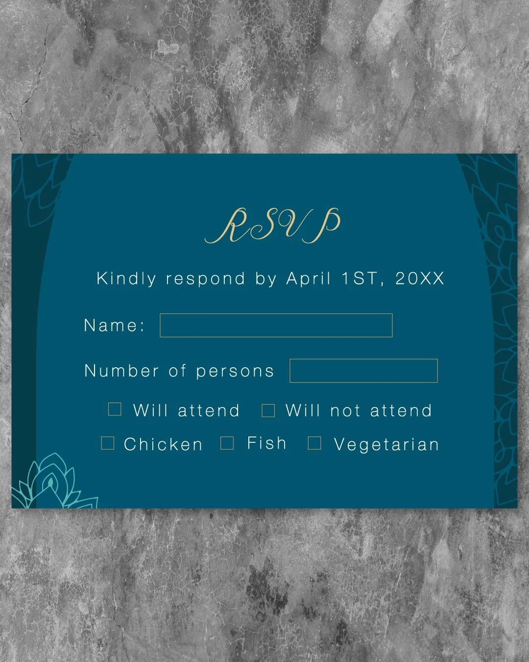 Dark Teal Blooming Indian Wedding Invitation