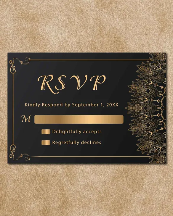 Luxurious Gold Simple Flat 5x7 Wedding Invitation