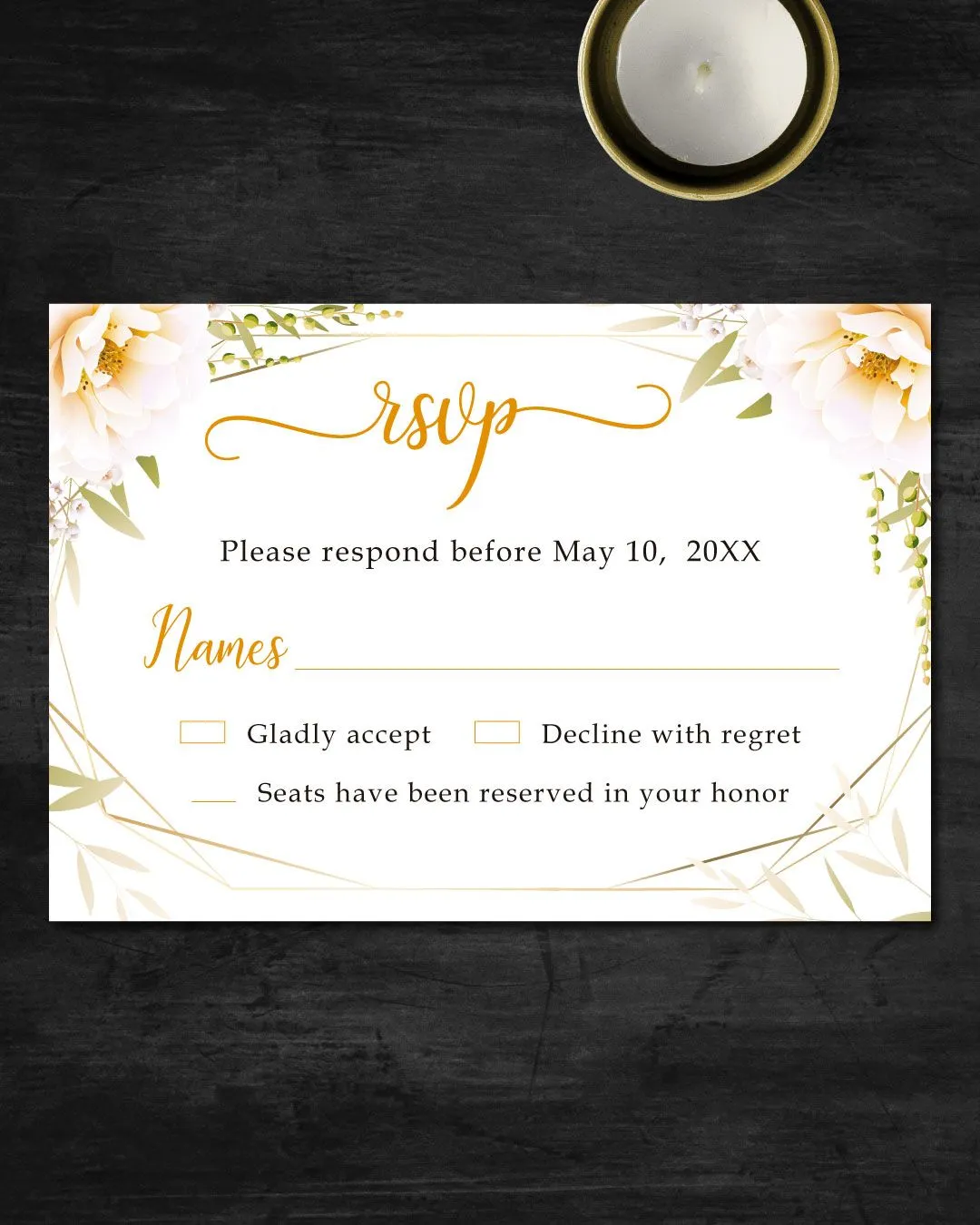Botanical Yellow Flowers Simple Flat 5x7 Wedding Invitation