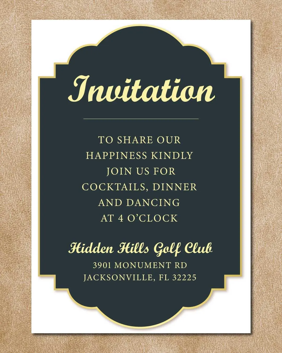 Gold Frames Simple Flat 5x7 Wedding Invitation