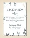 Golden Frame and Leaves Simple Flat 5x7 Wedding Invitation