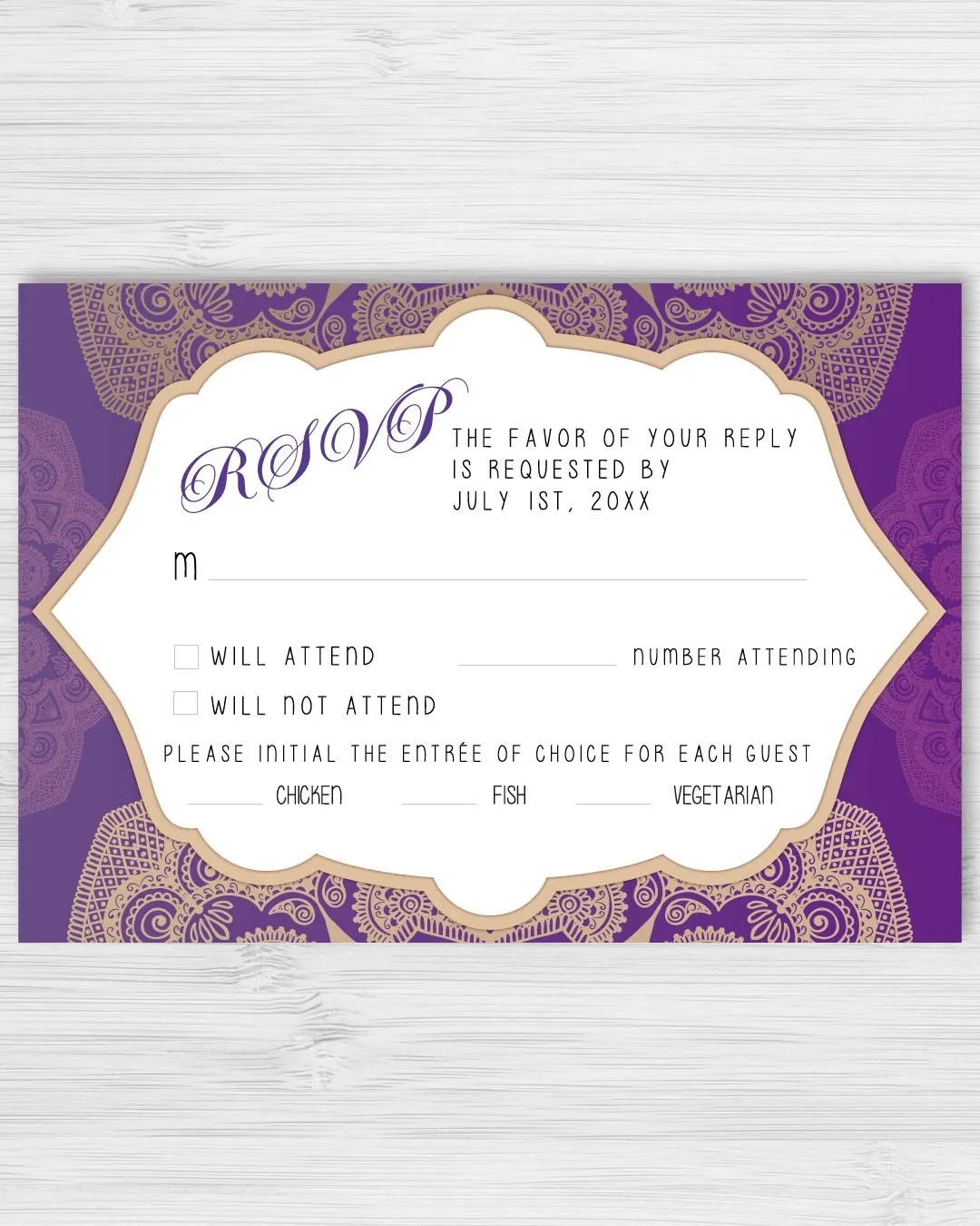 Purple and Golden Indian Wedding Invitation