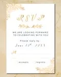 Golden Corner Flowers Simple Flat 5x7 Wedding Invitation