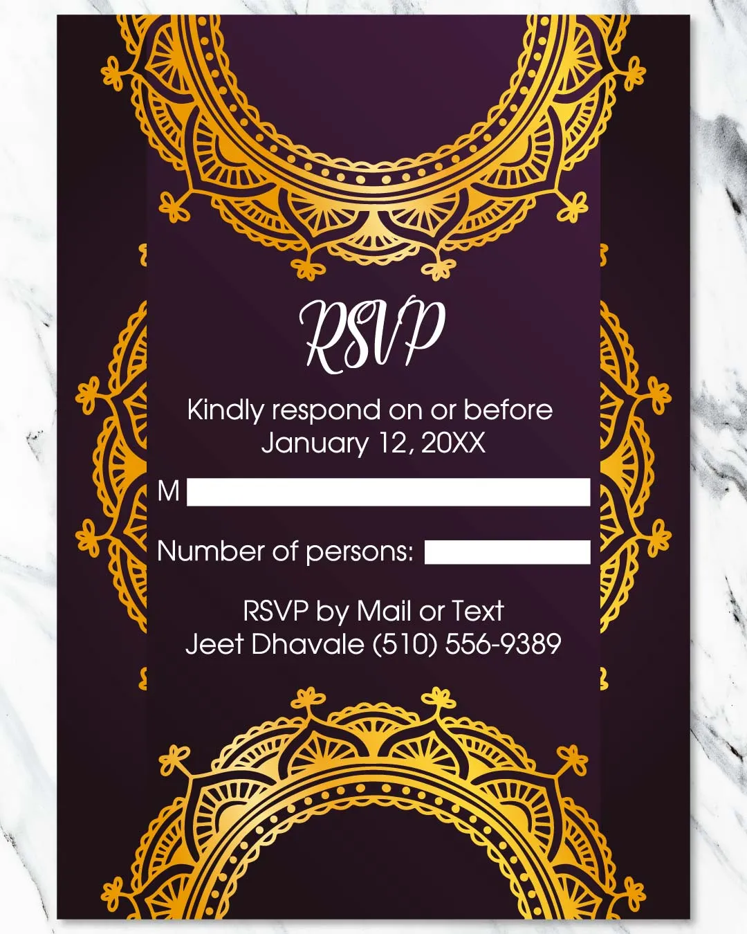 Gold Circular Border Indian Wedding Invitation