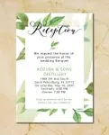 Rustic Green Leaves Simple Flat 5x7 Wedding Invitation