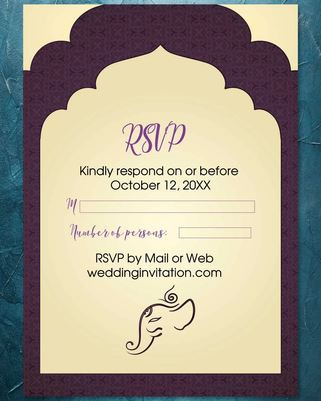 Simple Elephant Indu Indian Wedding Invitation