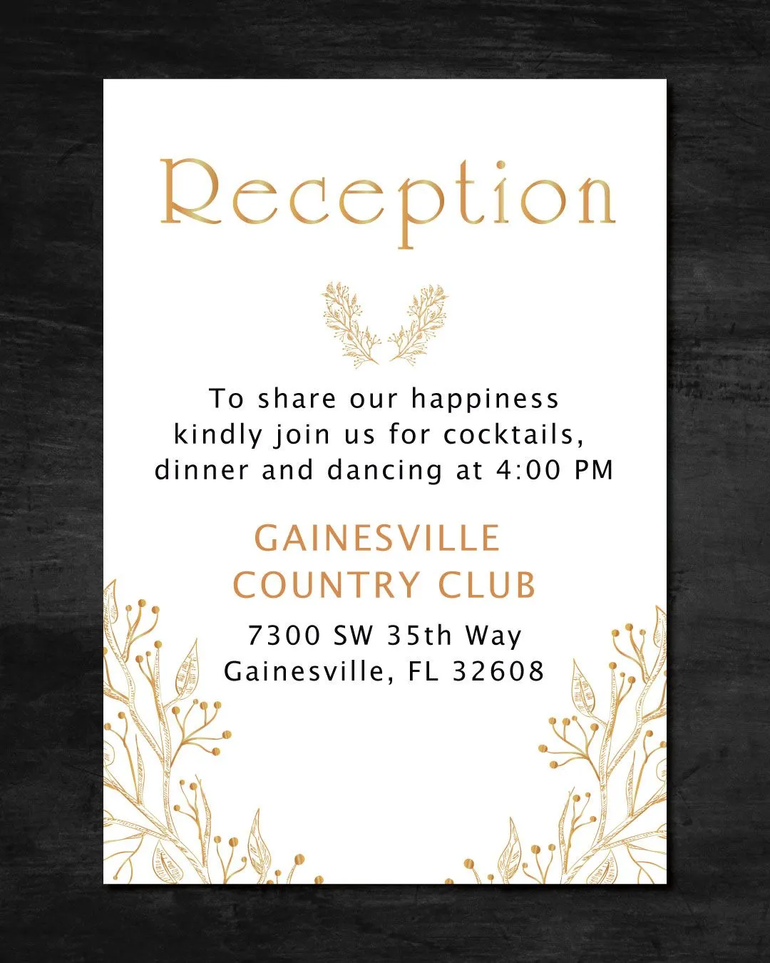 Golden Leaves Simple Flat 5x7 Wedding Invitation