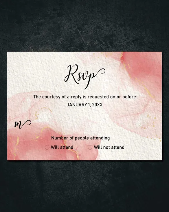 Deep Fose Tint Simple Flat 5x7 Wedding Invitation