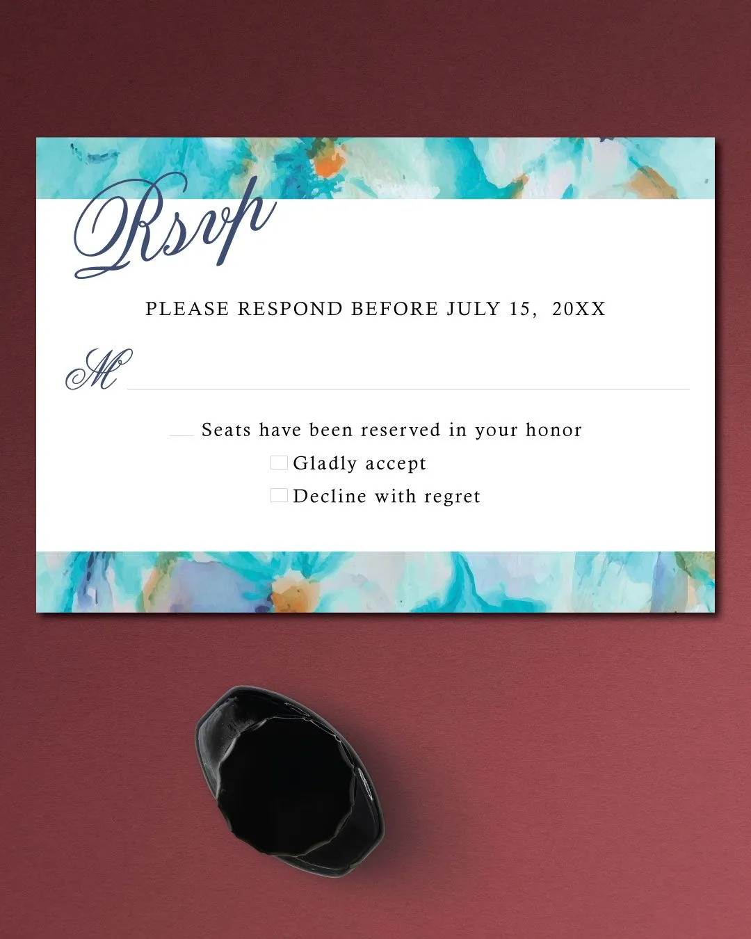 Abstract Blue Paint Simple Flat 5x7 Wedding Invitation