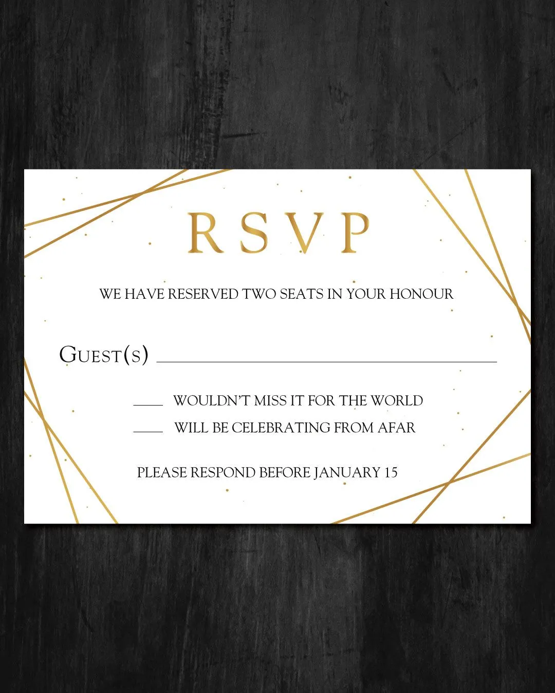Elegant Golden Frame Simple Flat 5x7 Wedding Invitation
