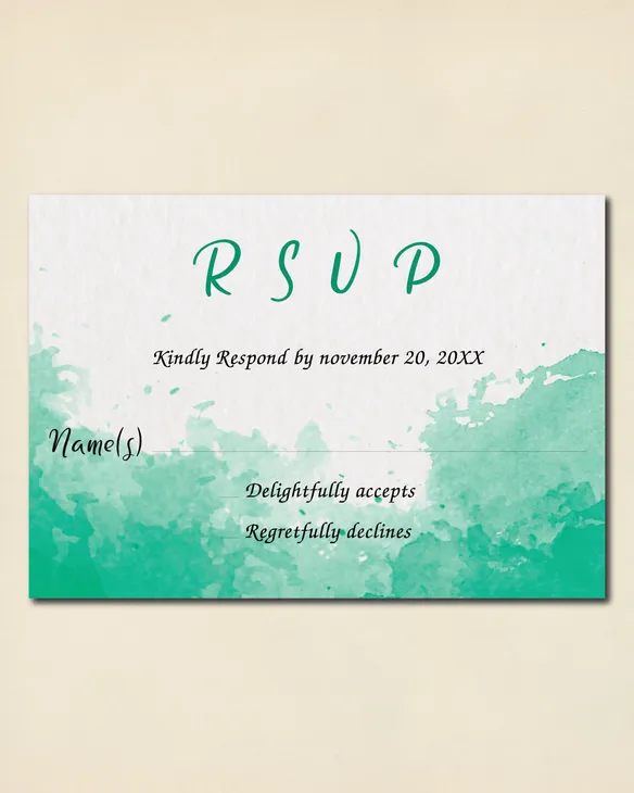 Watercolor Sea Water Simple Flat 5x7 Wedding Invitation