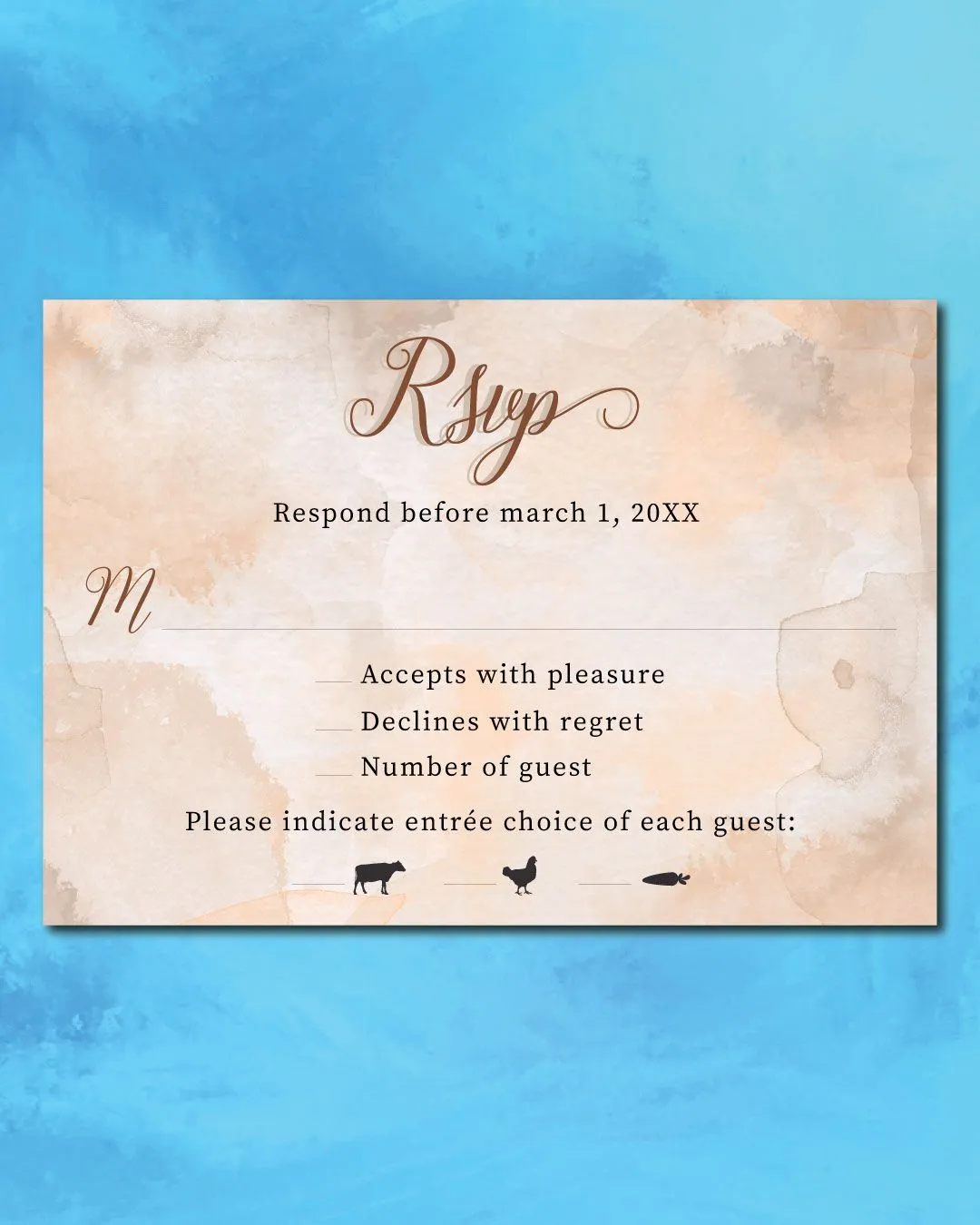 Watercolor Earth Tones Simple Flat 5x7 Wedding Invitation