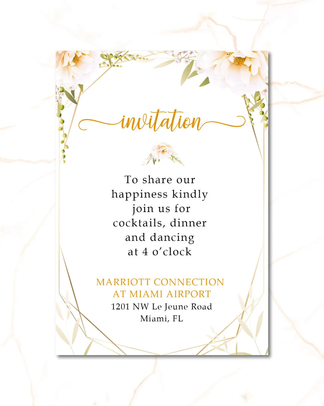 White Lily Flower Acrylic Wedding Invitation