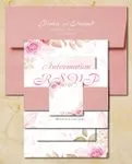 Pink Spring Flowers Simple Flat 5x7 Wedding Invitation
