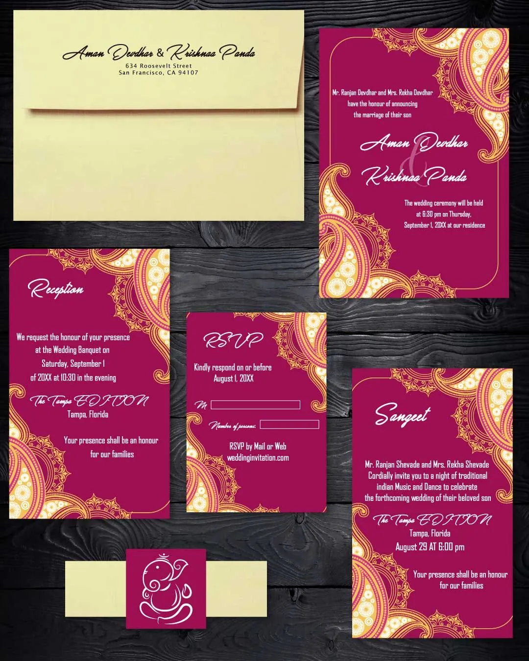 Pink Design Indian Wedding Invitation