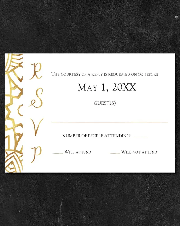 Golden Mandala Simple Flat 5x7 Wedding Invitation